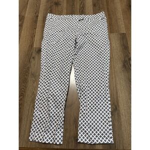 Audrey & Celine Pants, Women's Size 8, White Blue, Allover print, Straight Leg